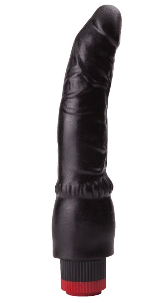 Чёрный вибромассажер-реалистик - 19,3 см. купить в секс шопе