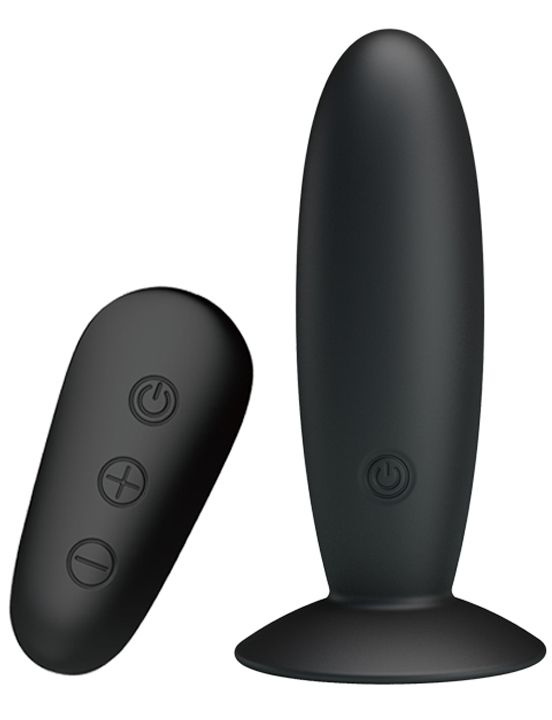 Черная анальная вибропробка Mr.Play с пультом - 11 см. купить в секс шопе