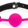 Розовый кляп-шарик с черным регулируемым ремешком купить в секс шопе