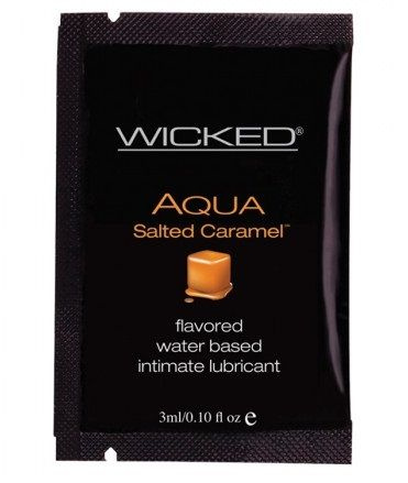 Лубрикант со вкусом соленой карамели WICKED AQUA Salted Caramel - 3 мл. купить в секс шопе