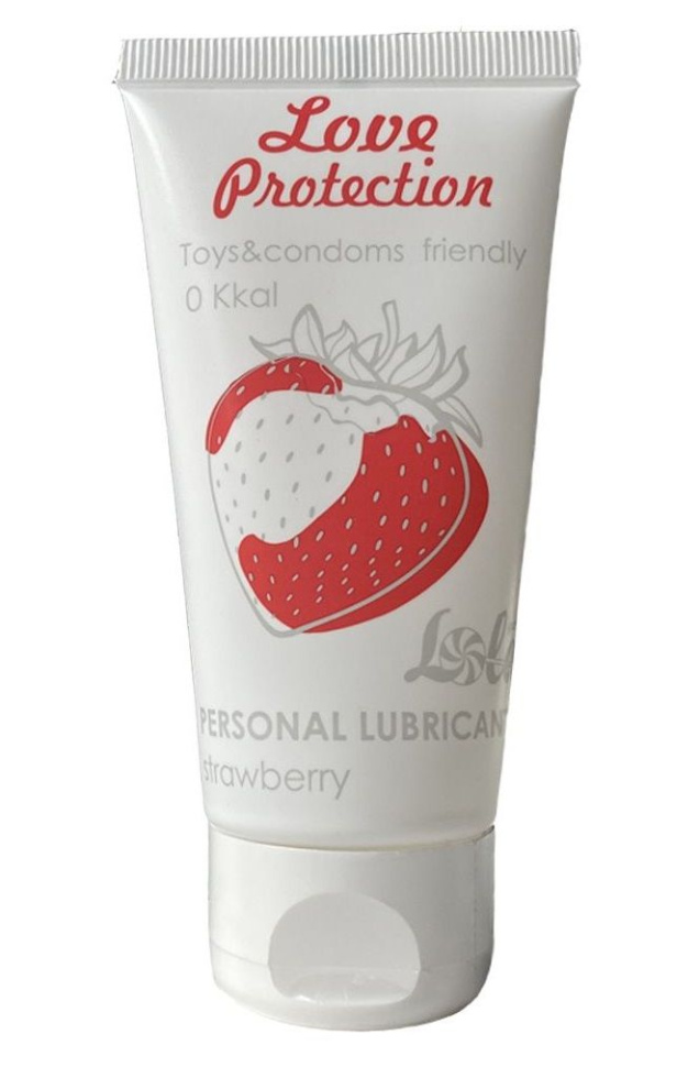 Лубрикант на водной основе с ароматом малины Love Protection Strawberry - 50 мл. купить в секс шопе