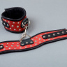Фигурные красно-чёрные наручники с клёпками купить в секс шопе