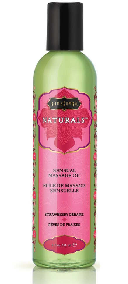 Массажное масло Naturals Strawberry Dreams с ароматом клубники - 236 мл. купить в секс шопе