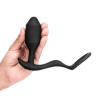 Черная анальная вибропробка с эрекционным кольцом Vibrating Snug   Tug M купить в секс шопе