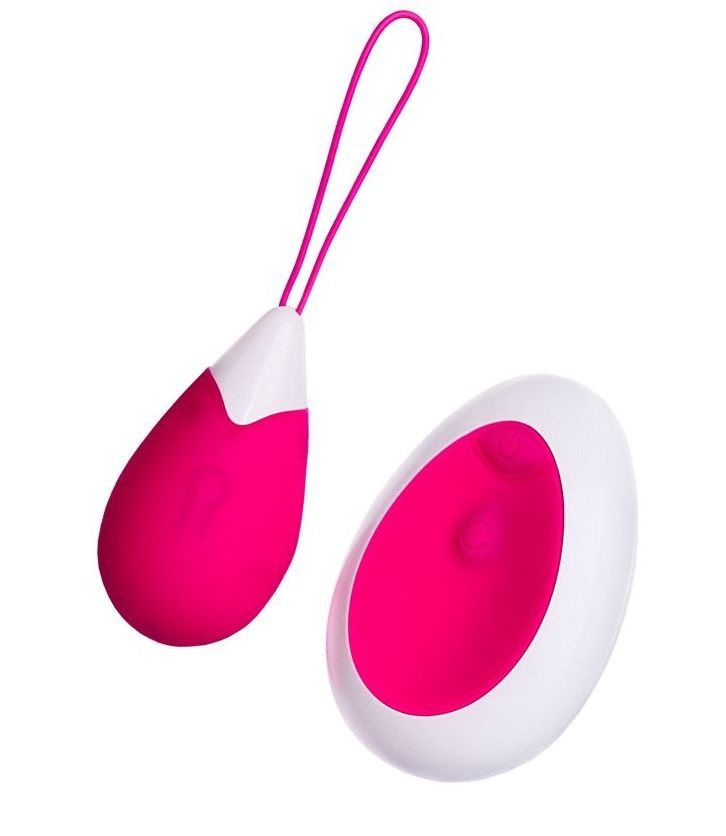 Розово-белое виброяйцо с пультом ДУ купить в секс шопе