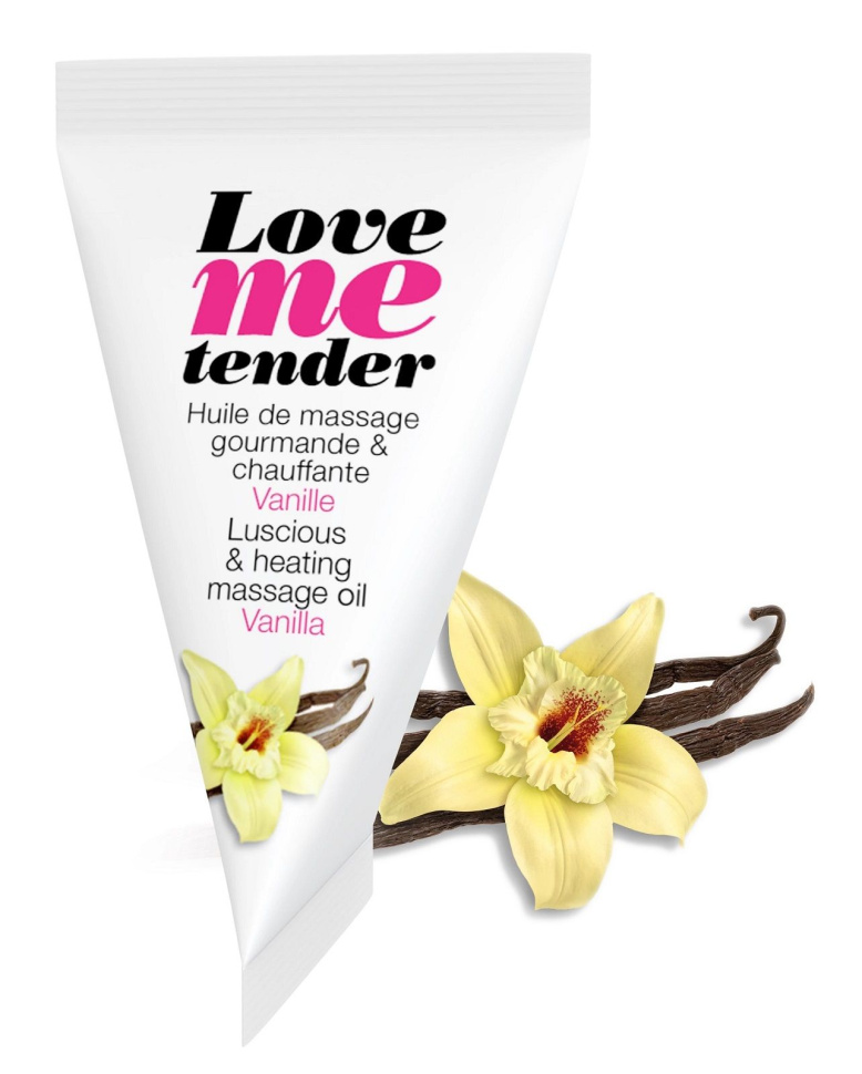 Съедобное согревающее массажное масло Love Me Tender Vanilla с ароматом ванили - 10 мл. купить в секс шопе