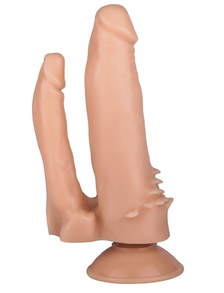 Анально-вагинальный фаллоимитатор с шипами на присоске - 15,5 см. купить в секс шопе