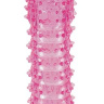 Гелевая розовая насадка с шипами - 12 см. купить в секс шопе