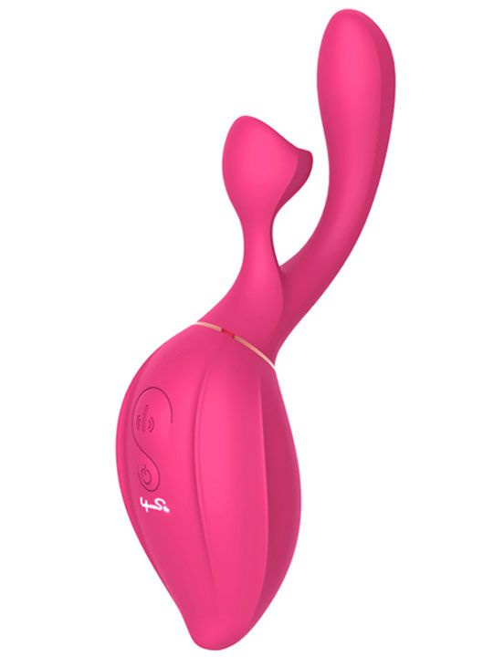 Розовый вибратор с вакуумной стимуляцией клитора Bernic - 20,5 см. купить в секс шопе