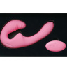Нежно-розовый безремневой страпон с пультом ДУ - 17,5 см. купить в секс шопе