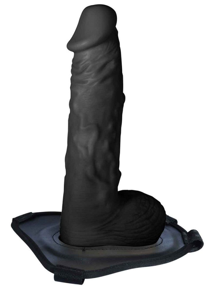 Черный поясной полый фаллоимитатор Lust Hollow Strap-On - 23 см. купить в секс шопе