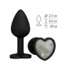 Черная силиконовая пробка с прозрачным кристаллом - 7,3 см. купить в секс шопе