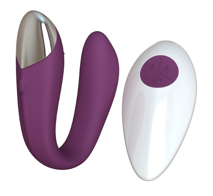Фиолетовый вибратор для пар Fera с пультом ДУ купить в секс шопе