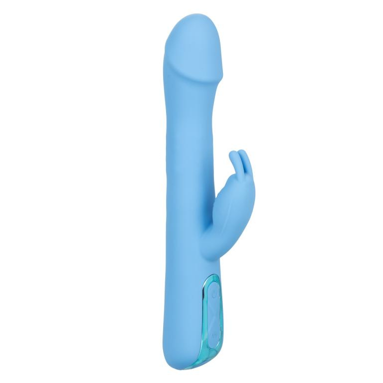Голубой вибратор-кролик Elite Rotating Rabbit - 23,5 см. купить в секс шопе