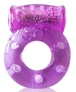 Фиолетовое эрекционное виброкольцо с бабочкой купить в секс шопе