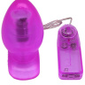 Фиолетовая анальная вибропробка с проводным пультом - 11 см. купить в секс шопе