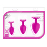 Набор розовых анальных пробок с прозрачным кристаллом-сердечком Bling Plugs Training Kit купить в секс шопе