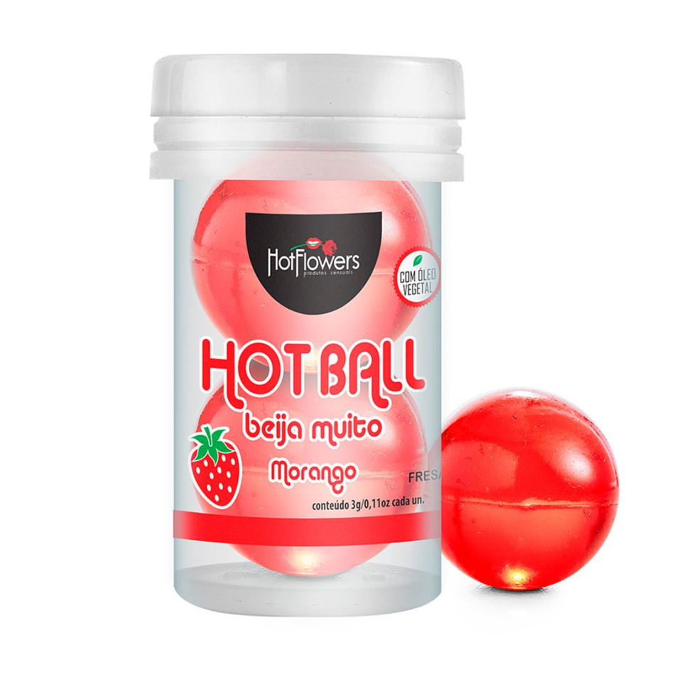 Лубрикант на масляной основе Hot Ball Beija Muito с ароматом клубники (2 шарика по 3 гр.) купить в секс шопе