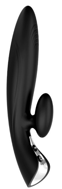 Черный вибромассажер с клиторальным отростком THRILLING STARSHIP - 21,8 см. купить в секс шопе