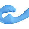 Голубой безремневой страпон с пультом ДУ - 17,5 см. купить в секс шопе