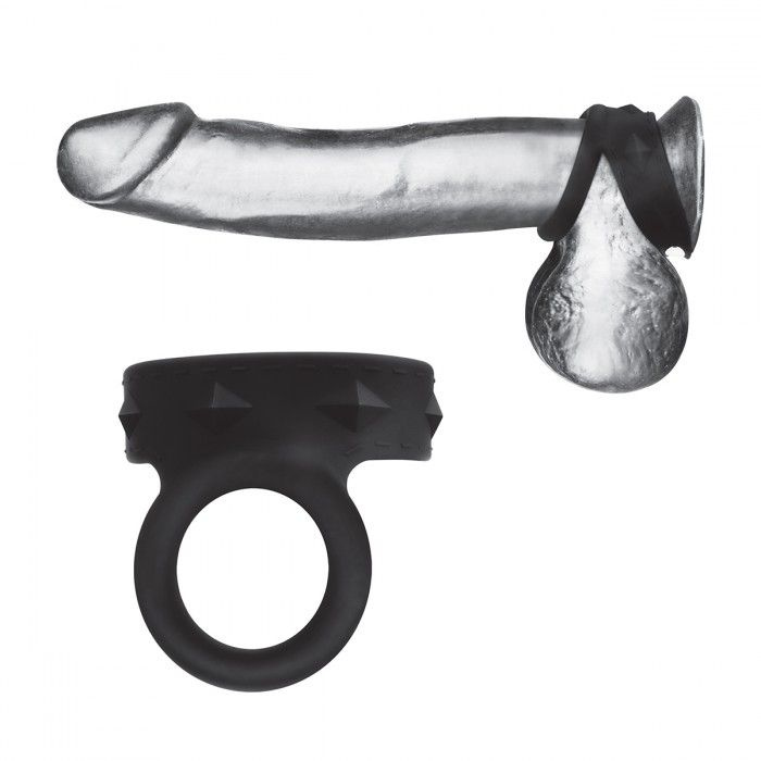 Черное двойное силиконовое кольцо С B GEAR купить в секс шопе