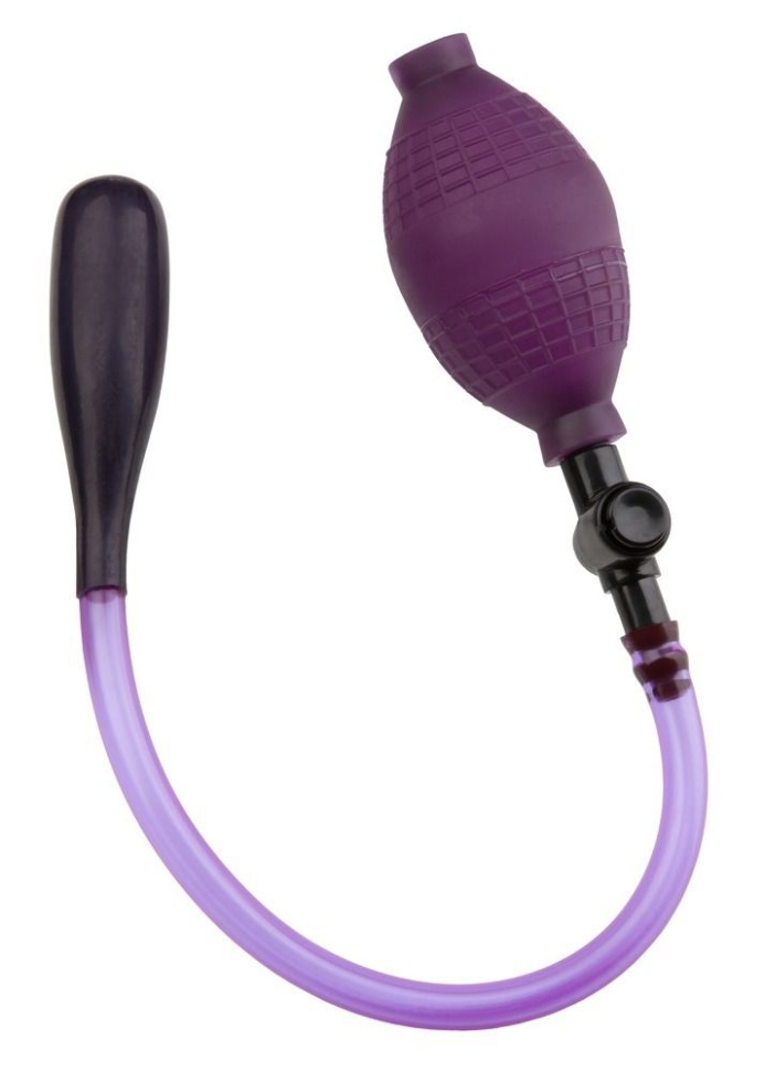 Фиолетовый анальный фаллоимитатор с вакуумным расширением купить в секс шопе