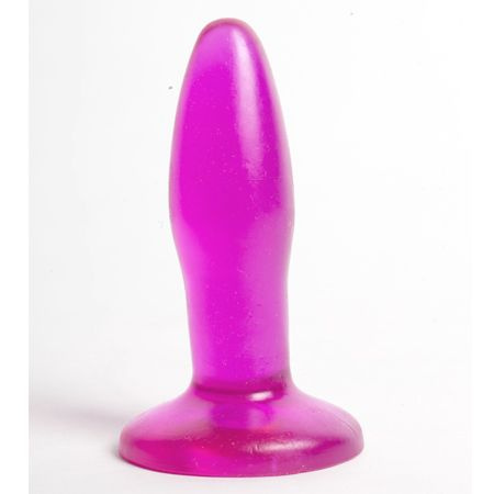 Фиолетовая анальная пробка с широким основанием - 10 см. купить в секс шопе