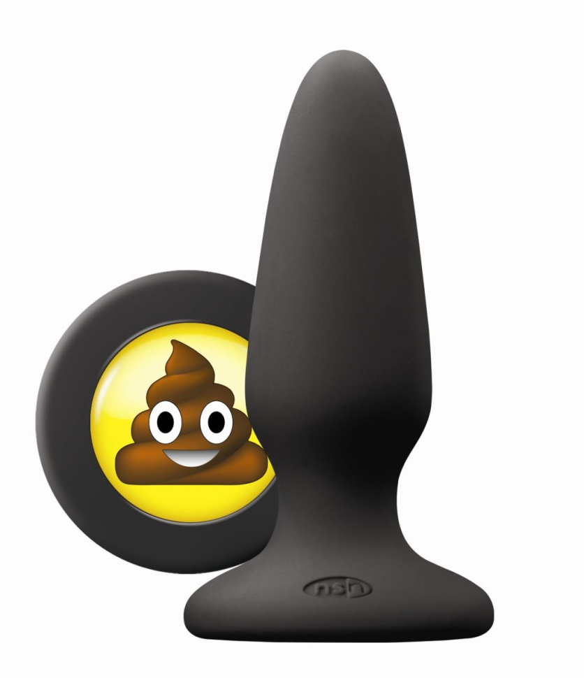 Черная силиконовая пробка среднего размера Emoji SHT - 10,2 см. купить в секс шопе