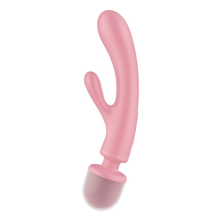 Розовый двусторонний вибромассажер Triple Lover - 23,7 см. купить в секс шопе