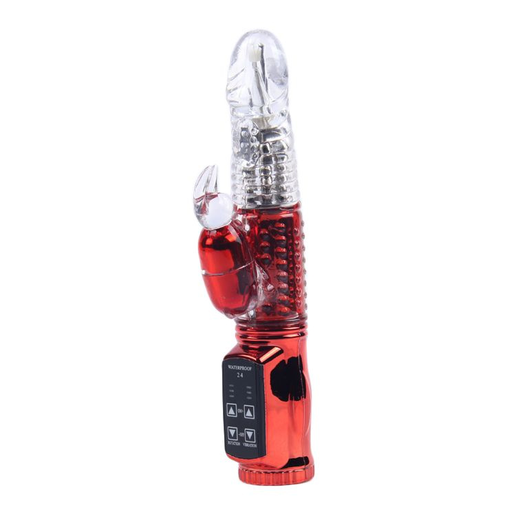 Красный вибратор с 24 режимами вибрации и ротации - 21 см. купить в секс шопе