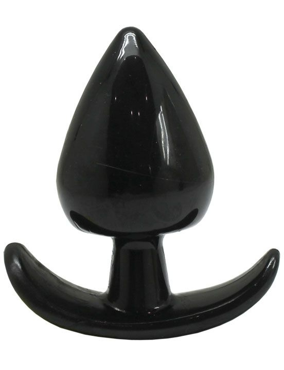 Черная коническая анальная пробка с ограничителем - 8,5 см. купить в секс шопе