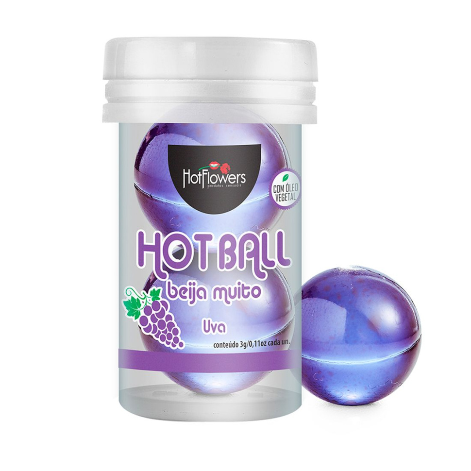 Лубрикант на масляной основе Hot Ball Beija Muito с ароматом винограда (2 шарика по 3 гр.) купить в секс шопе