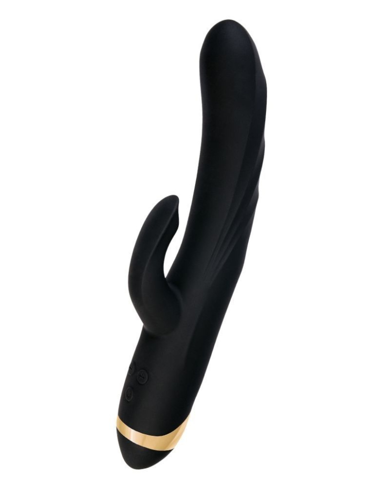 Чёрный вибратор WANAME Thunder с клиторальным отростком - 24,2 см. купить в секс шопе