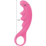 Розовый рельефный стимулятор с ручкой-кольцом - 14,2 см. купить в секс шопе