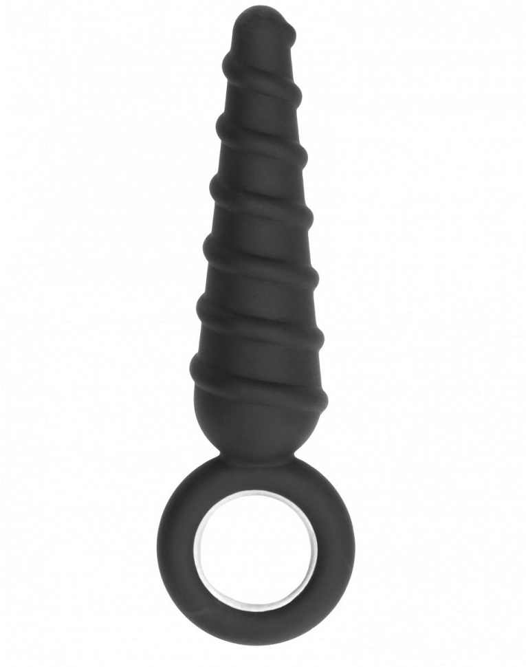 Анальная пробка со спиралью на поверхности No.60 Dildo With Metal Ring - 17,5 см. купить в секс шопе