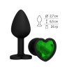 Черная силиконовая пробка с зеленым кристаллом - 7,3 см. купить в секс шопе