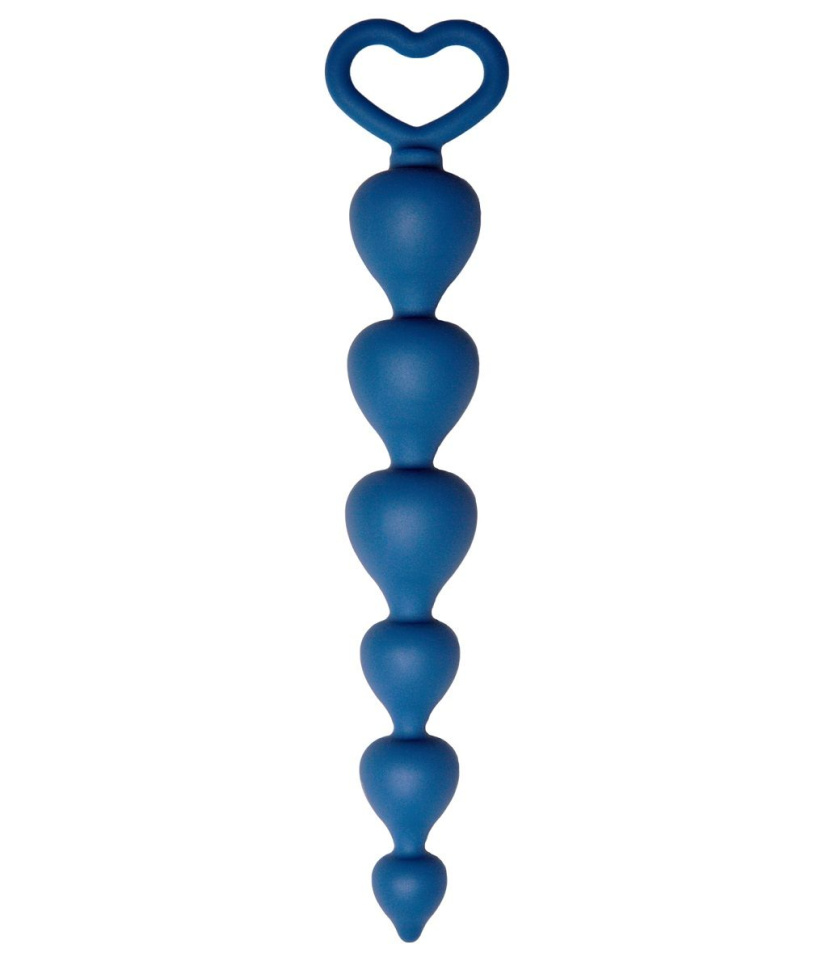 Синяя анальная цепочка Heart Ray - 17,5 см. купить в секс шопе