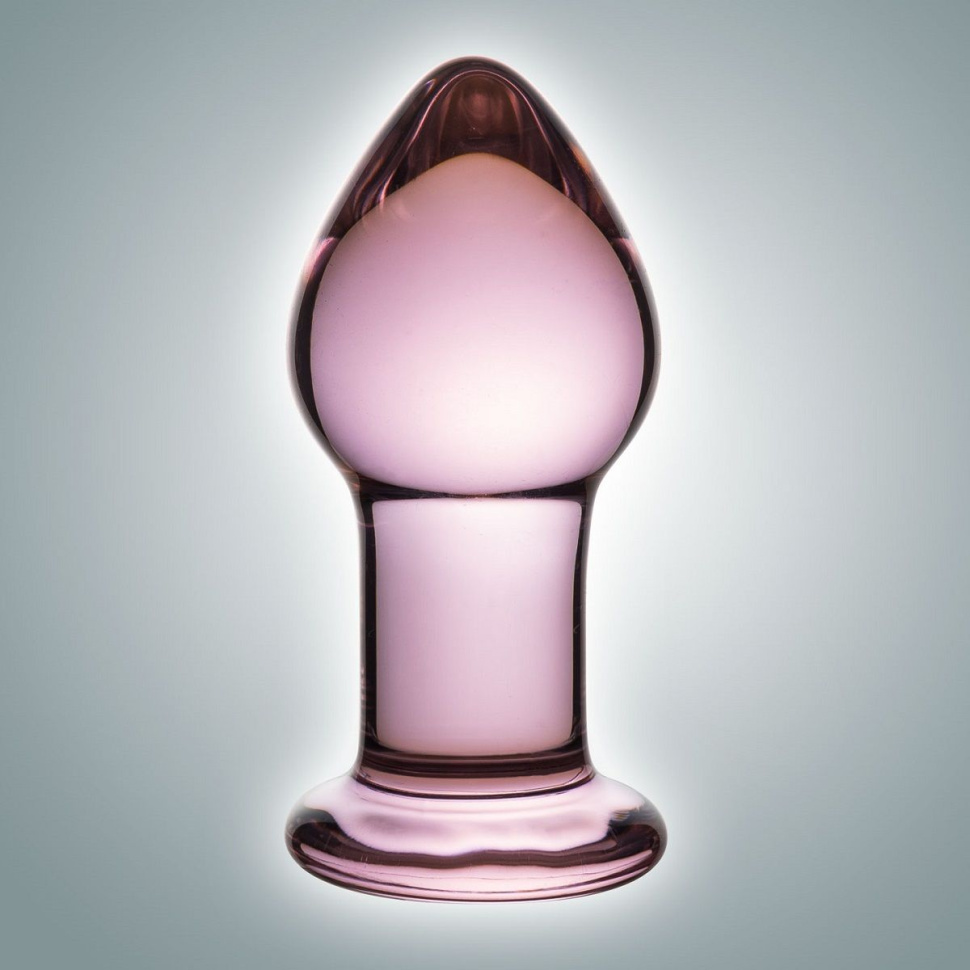 Розовая стеклянная анальная втулка - 9 см. купить в секс шопе