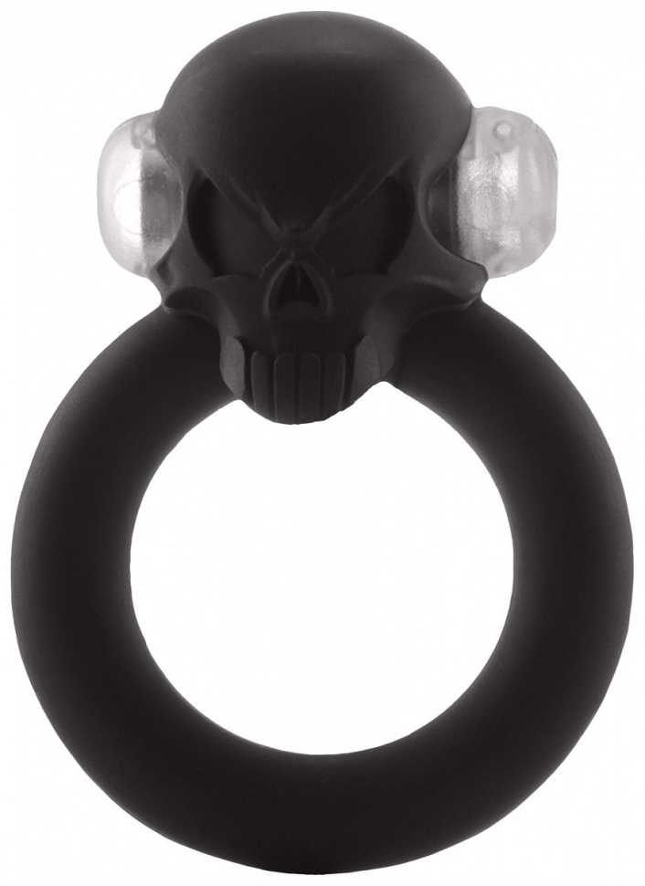 Чёрное виброкольцо Shadow Skull Cockring с черепом купить в секс шопе