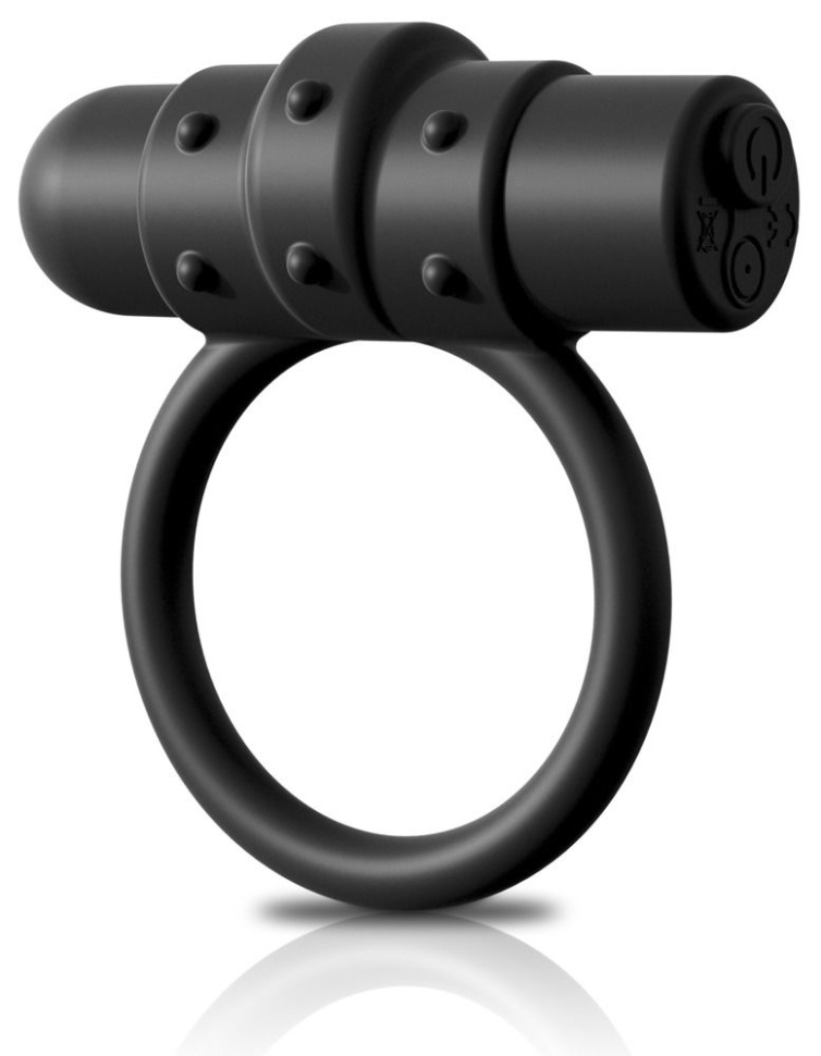 Черное перезаряжаемое эрекционное кольцо Vibrating Silicone C-Ring купить в секс шопе