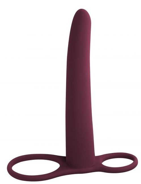 Бордовая насадка для двойного проникновения Gimlet - 16 см. купить в секс шопе