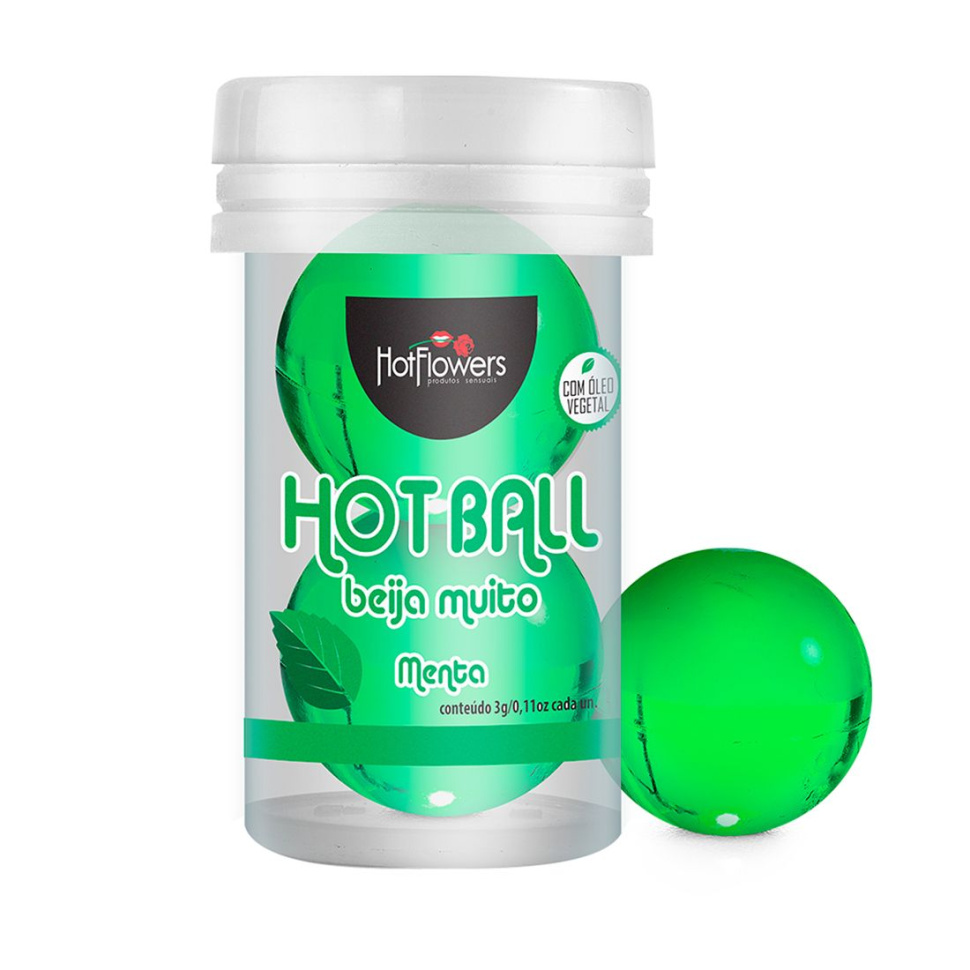 Лубрикант на масляной основе Hot Ball Beija Muito с ароматом мяты (2 шарика по 3 гр.) купить в секс шопе