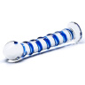 Стеклянный фаллоимитатор с голубой внешней спиралью - 18,5 см. купить в секс шопе