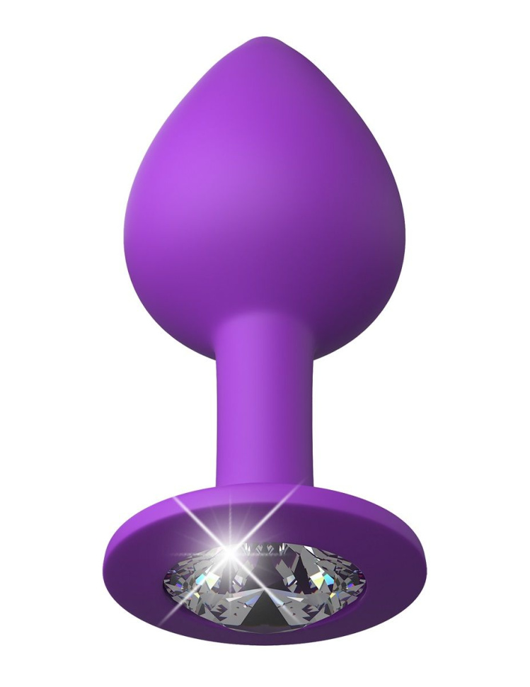 Фиолетовая анальная пробка со стразом Her Little Gem Medium Plug - 8,3 см. купить в секс шопе