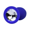 Синяя анальная пробка с прозрачным кристаллом - 7,3 см. купить в секс шопе
