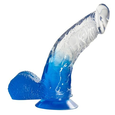 Синий фаллоимитатор с прозрачной верхней частью JELLY JOY FADE OUT DONG 6INCH - 15,2 см. купить в секс шопе