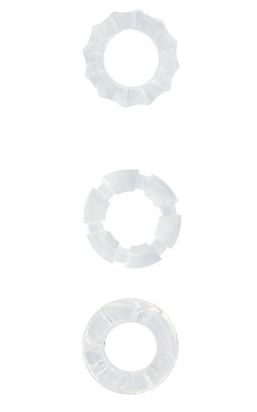 Набор из 3 прозрачных эрекционных колец MENZSTUFF STRETCHY COCK RINGS купить в секс шопе