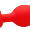 Красная анальная пробка с прозрачным стразом Large Ribbed Diamond Heart Plug - 8 см. купить в секс шопе
