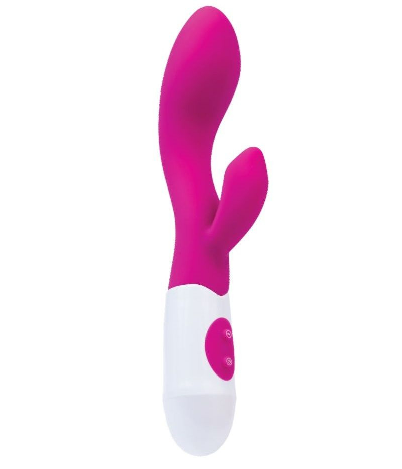 Ярко-розовый вибратор Fela с клиторальным стимулятором - 19,5 см. купить в секс шопе