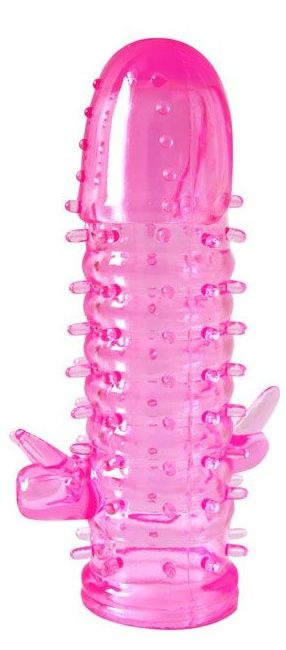 Закрытая рельефная насадка Crystal sleeve с усиками и пупырышками - 13 см. купить в секс шопе